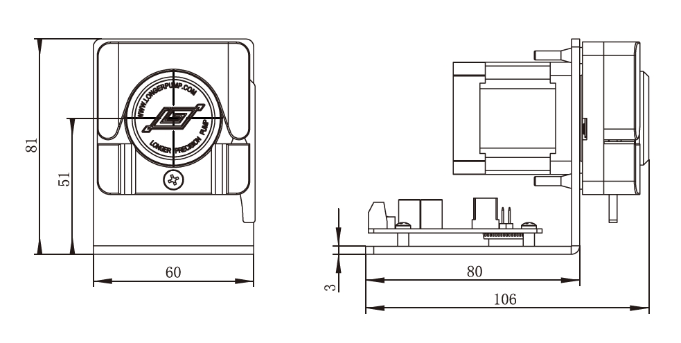 OEM-перистальтический насос T100&WX10 — Габариты, 1
